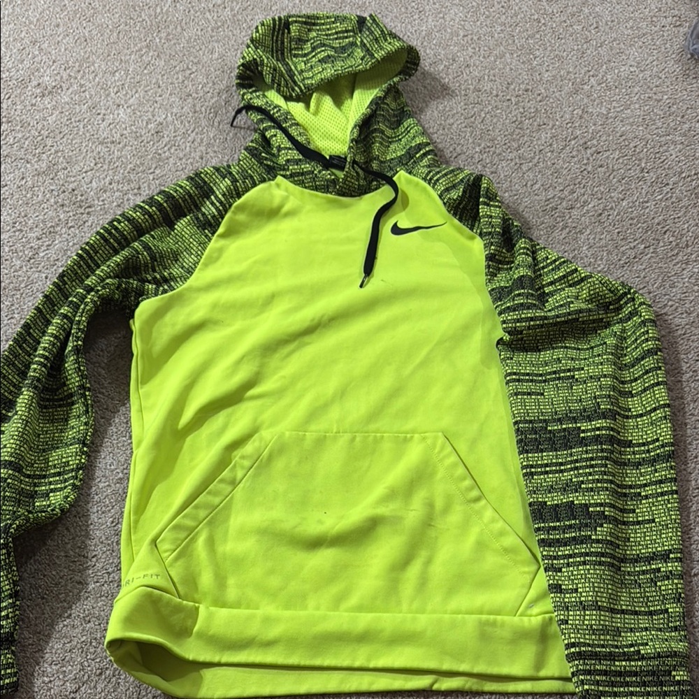 Nike Neon Green and Black Hoodie